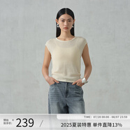 阿依蓮【商場同款】氣質(zhì)毛衣針織衫無袖女夏季2025新款薄款顯瘦洋氣上衣 可可蛋奶 M