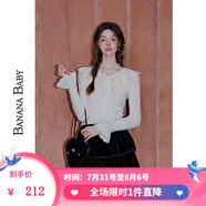香蕉寶貝（BANANA BABY）[新品]2025年春季新款甜美荷葉領(lǐng)針織衫女喇叭袖毛衣D251MY009 米白 S