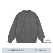 BODYDREAM亨利領(lǐng)毛衣男款冬季可機洗毛線衫慵懶高級中性風(fēng)針織衫 深灰色 （偏大一碼） 3XL