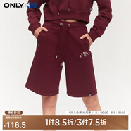ONLYNBA聯(lián)名抽繩高腰直筒短褲休閑褲女|1241SQ001 E15 微醺酒紅色 170/72A/L