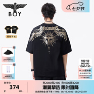 BOY LONDON【暗黑羅盤(pán)】夏情侶款短袖權杖印花炸街潮牌T恤N01906 黑印金N01906 經(jīng)典升級款 S