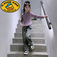 G.DUCKKIDS女童拉鏈衛(wèi)衣牛仔褲套裝2025韓版洋氣中大女孩牛仔闊腿褲兩件套潮 套裝 120 cm