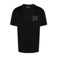 PALM ANGELS男士短袖T恤圓領(lǐng)徽標透氣舒適棉質(zhì)修身 黑色 均碼 |S