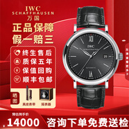 【二手99新】萬國（IWC）柏濤菲諾系列腕表 自動(dòng)機(jī)械鐘表月相計(jì)時(shí)大盤二手瑞表紅60經(jīng)典正裝男士手表 40mm 黑盤銀針皮帶款I(lǐng)W356502