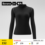 蕉內(nèi)（Bananain）【趙露思同款】熱皮501++女士保暖內(nèi)衣半高領(lǐng)秋冬加絨肌底衣秋衣 黑色撞線 XXL