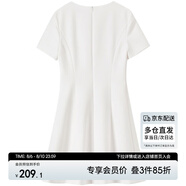 尚都比拉V領(lǐng)氣質(zhì)連衣裙女夏優(yōu)雅收腰裙休閑通勤中長裙 白色152L80029  XL