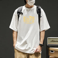 榮西圖（RONGXITU）夏季潮牌重磅200g男士加肥加大寬松短袖T恤棉打底衫 白色棉短袖-2791 S 【建議90-115斤】