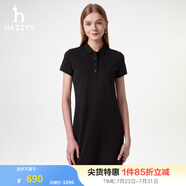 哈吉斯（HAZZYS）女裝 夏季女士【PHIZ系列】素色通勤簡(jiǎn)約POLO裙女 黑色BK S (155/80A 36)