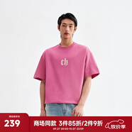 CHINISM【商場同款】CH赤塵撞色LOGO短袖T恤男士2025年夏季新款半袖上衣 粉色 XL
