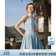 范思藍(lán)恩腰精裙系列 甜美少女感無袖花苞吊帶連衣裙女春1030/1302 藍(lán)色短款 L