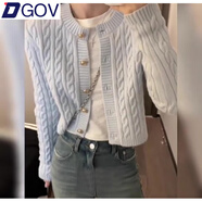 DGOV春秋溫柔秋裝上衣女糖果色麻花毛衣開衫復(fù)古學(xué)院風(fēng)短款針織小外套 淺藍(lán)色zt L 【111-120斤】