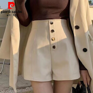皮爾卡丹（pierre cardin）西裝短褲女外穿顯腿長(zhǎng)時(shí)尚靴褲高腰顯瘦a字闊腿褲子2025夏季新款 杏色 XS