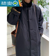 山頭林村長款薄棉外套女韓系小個子氣質(zhì)棉服外套女秋冬款寬松中長款棉衣加 藏青色奢牌秋冬大衣/解鎖秋季風(fēng)衣/ S