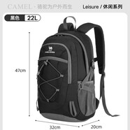駱駝（CAMEL）戶外雙肩包男女輕便徒步旅行運動登山背包 A9W3CO3135 黑色