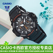 卡西歐（CASIO） 男表女表卡西歐手表男女情侶表學(xué)生時尚運動表太陽能雙顯電子表 MCW-100H-1AVDF暗夜黑橘