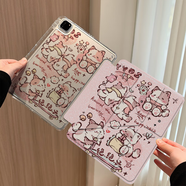 Qise適用iPad保護套2025新款ipad11保護殼亞克力Air7/6/mini7/Pro11保護殼3+Y型防彎摔透明帶筆槽硬殼 【粉色小貓】3+Y型折疊支撐丨帶筆槽 iPad Air7/6 通用