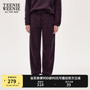 Teenie Weenie小熊女冬裝簡約復(fù)古運(yùn)動仿羊羔絨束腳衛(wèi)褲休閑褲長褲 紫色 L (170)