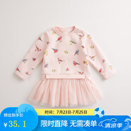 馬克珍妮秋裝 女童連衣裙秋裝 兒童衛(wèi)衣裙 女寶寶嬰兒網(wǎng)紗裙子17538 知更鳥印花【17538加絨 】 73 建議身高73cm