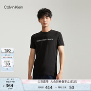 Calvin Klein Jeans夏季男女情侶中性年輕ck多色印花透氣修身短袖T恤J320931 BEH-太空黑 XL （推薦160-175斤）