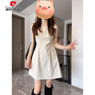 皮爾卡丹大碼胖mm明線(xiàn)無(wú)袖連衣裙2025夏季新款韓版修身顯瘦純色背心裙女裝 背心裙 M 建議80-100斤