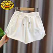 G.DUCKKIDS女童白色短褲夏季2024新款洋氣兒童裝寬松休閑外穿薄款運動(dòng)短褲子 白色 160 建議14-15歲