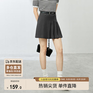 尚都比拉春季梨型遮胯顯瘦通勤中裙百褶半身裙 深灰色短款 S