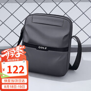 高爾夫GOLF單肩包男士休閑斜挎包男大容量牛津布學(xué)生隨身小挎包可裝ipad輕便手機包防潑水運動(dòng)男包 黑配灰 