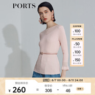 PORTS寶姿 商場同款新品女裝微喇袖透視針織衫SL8K409HZE011 漣漪粉 L