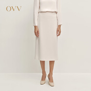 OVV2025秋冬新款女裝日本進(jìn)口三醋酸直筒中長(cháng)休閑半身裙 駝白色 S