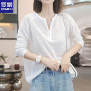 羅蒙（ROMON）防曬上衣長(cháng)袖T恤女生2025年夏季新款百搭戶(hù)外出游穿搭 白色 L 建議80--110斤