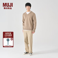 無印良品（MUJI）男式 羊毛 中針距 V領(lǐng)毛衣 男士毛針織衫冬季男款 AA02CC3A 深咖啡色 L(175/100A)