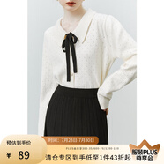 范思藍(lán)恩22FS4072法式軟糯風(fēng)毛衣女秋冬新款蝴蝶結(jié)飄帶針織衫 米白色 XS