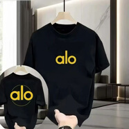 ALO夏季短袖T恤男款印花外穿上衣百搭簡約休閑顯瘦體恤 [黑武士]SLN16短袖T/前后標 S [建議75-85斤]