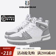 暴力熊（VIOLENTBEAR）鞋子男鞋2025新款春季高幫板鞋厚底增高休閑鞋女鞋情侶運動鞋潮流 白灰色 （熱賣高幫） 41