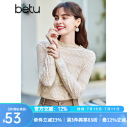 百圖（betu）betu百圖女裝長袖雪紡衫春秋上衣小心機(jī)優(yōu)雅名媛風(fēng)蕾絲衫2101T20 杏色 S