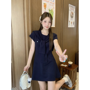 大尺碼胖mm2025夏季新款韓版氣質(zhì)休閑時尚短袖洋裝女減齡小眾裙子 寶色 L L建議100-120斤