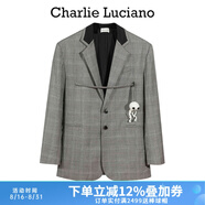 Charlie Luciano綁帶西裝春季新款灰色氣質(zhì)條紋設(shè)計(jì)感小眾原創(chuàng)裝飾潮流CL外套女潮 西裝 XS