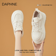 DAPHNE達芙妮厚底小白鞋女款2025新款系帶鞋子女款夏季時(shí)尚百搭板鞋女