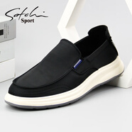 沙馳運動(dòng)布鞋男鞋一腳蹬帆布鞋懶人鞋駕車(chē)休閑鞋板鞋 黑色S4T64219A 40