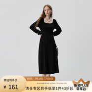 范思藍(lán)恩23FS14060法式針織連衣裙女秋冬新款方領(lǐng)背心裙 夜幕黑（長(zhǎng)袖） XS