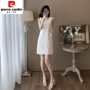 皮爾卡丹（pierre cardin）小香風(fēng)超好看無袖連衣裙女夏顯瘦氣質(zhì)高端精致小個(gè)子減齡背心裙子 杏色連衣裙 M (建議95-105斤 高品質(zhì))