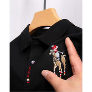 班尼路（Baleno）夏季純棉男士短袖POLO衫刺繡翻領(lǐng)t恤原單中青年上衣潮流 短袖刺繡-d9黑色 11XL xl 建議135-155斤