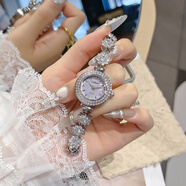 X-GEAR時(shí)來(lái)運轉手表山茶花手鏈女表雙排鉆爆閃小表盤(pán)腕表新款七夕禮物 鮫淚紫【珍珠貝母+雙排鋯石】