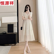 恒源祥高級(jí)感夏季法式白色雪紡溫柔風(fēng)連衣裙女2025新款氣質(zhì)收腰顯瘦裙子 白色 【有內(nèi)襯不透】1903# M (建議100斤以內(nèi))