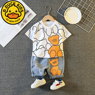 G.DUCKKIDS童裝男童夏裝套裝兒童1一8歲4女寶寶短袖牛仔短褲夏天春小孩衣服
