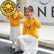 G.DUCKKIDS親子裝t恤一家三口四口長(zhǎng)袖春秋裝母子母女裝衛(wèi)衣套裝上衣洋氣潮 花網(wǎng)紗裙 110 媽S碼150-160cm