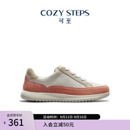 COZY STEPS可至男女款春夏盈動系列輕盈柔軟透氣牛皮板鞋休閑運動鞋 (女)香草奶白+蜜桃粉+暖意灰白 37