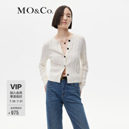 MO&Co.冬扭繩短款針織衫開衫MBC4CAR031 米白色 XS 155