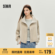 森馬（Semir）外套女秋季花苞拼接格子寬松立領(lǐng)2025風(fēng)文藝通勤夾克10A525108004