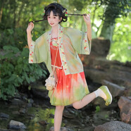 米可杉[吃瓜少女]漢服原創(chuàng  )設計日常燈籠褲上衣套裝夏宋制國風(fēng)短裙 【吃瓜少女】上衣+吊帶+短裙 均碼 L